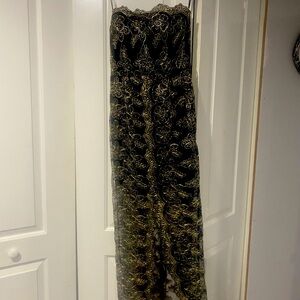 Black and gold lace dress